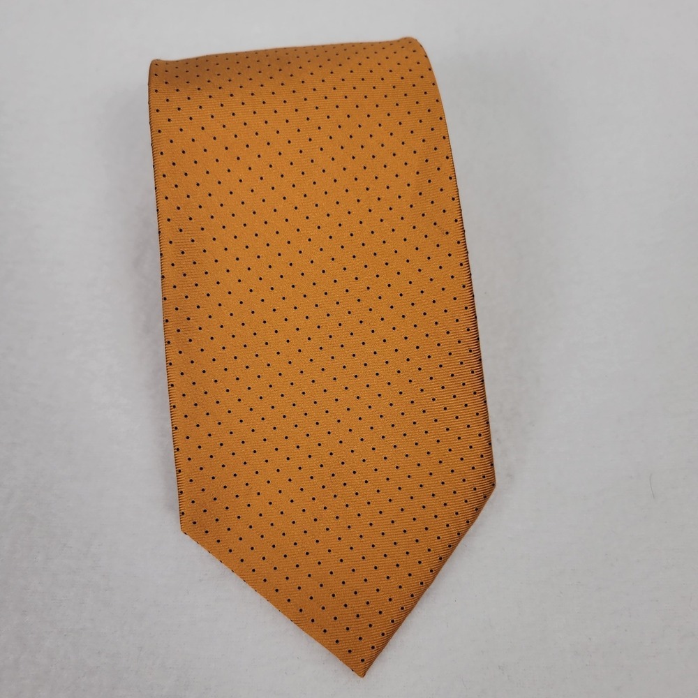 Jos A Bank Executive Collection Silk Tie Mens 3.5" x 60" Mustard Gold Polka Dot